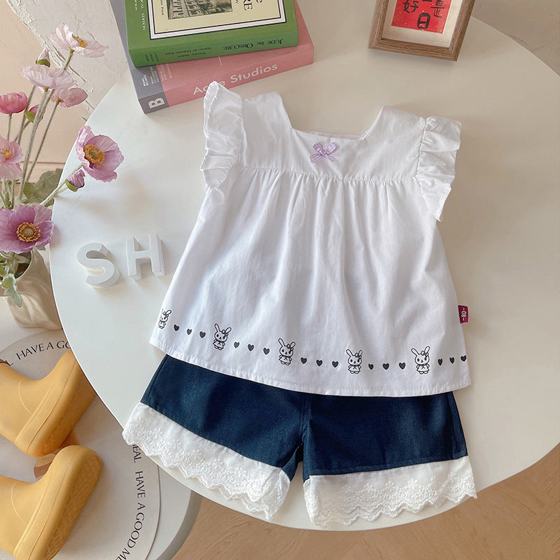 Summer casual sleeveless shorts two-piece set