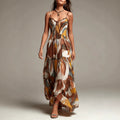 Thin shoulder strap pleated waist pocket dress