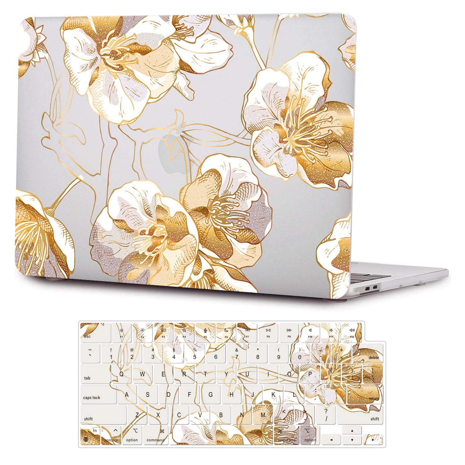 Macbook Air Case 13-inch - Gold Botanical Design