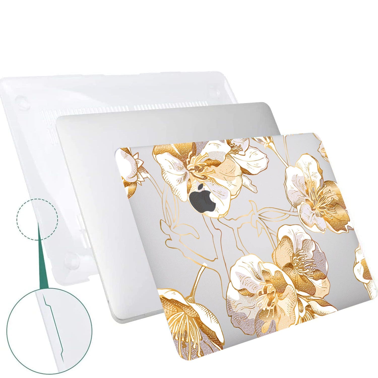 MacBook Pro Clear Case 13-inch - Gold Botanical Design