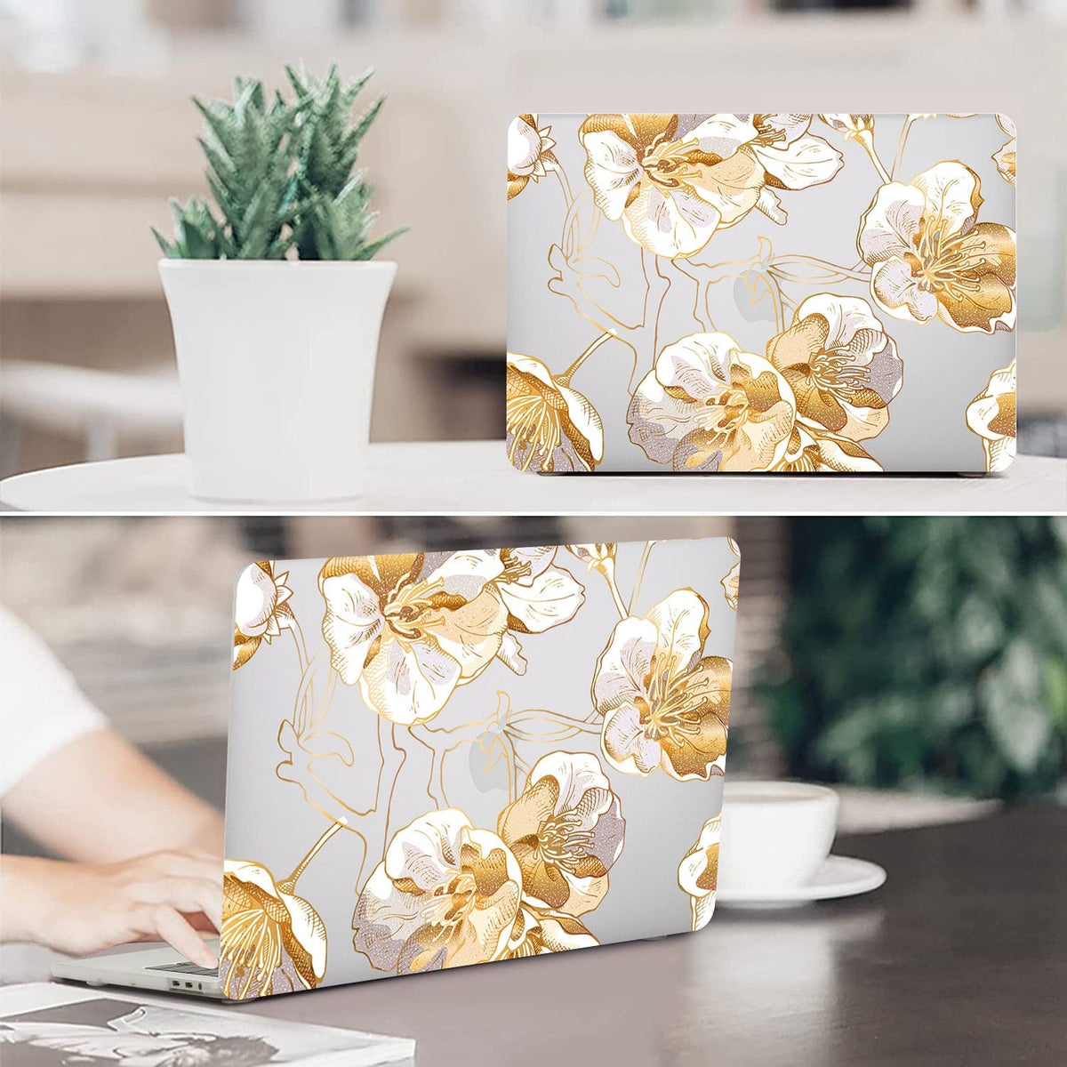 MacBook Pro Clear Case 13-inch - Gold Botanical Design