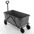 Collapsible Folding Wagon Cart with Adjustable Handlebar-Gray