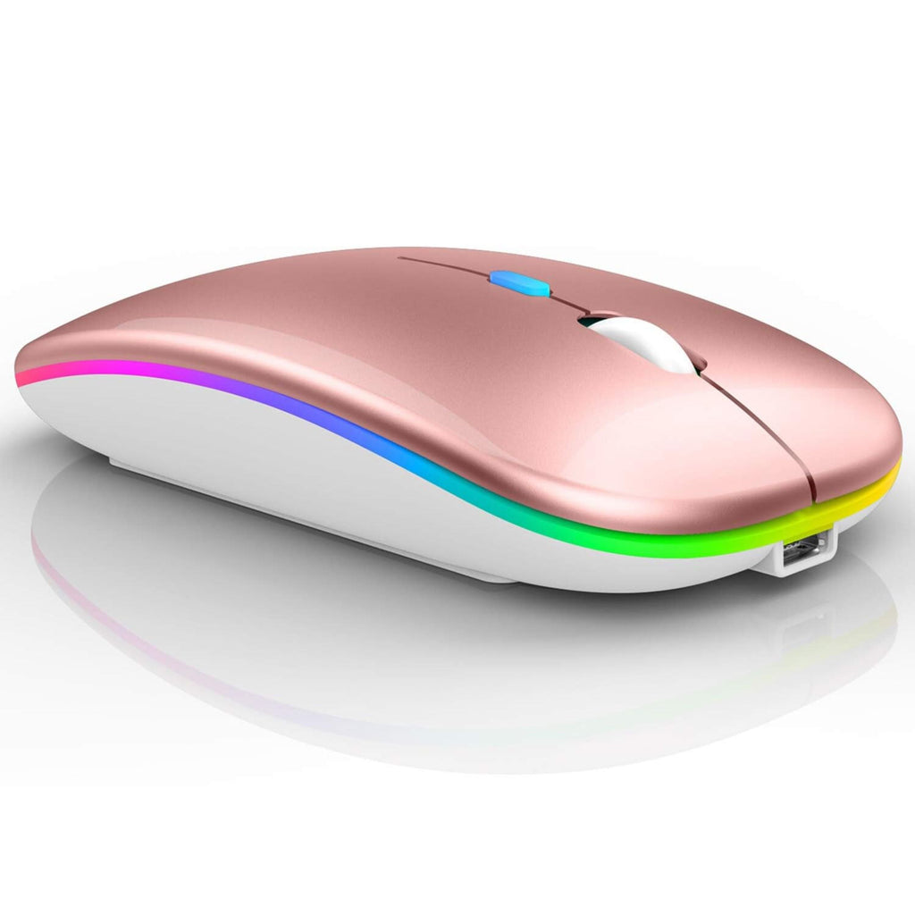 Wireless RGB Mouse – Silent Rechargeable Bluetooth Mouse with LED Backlight for PC & Laptop