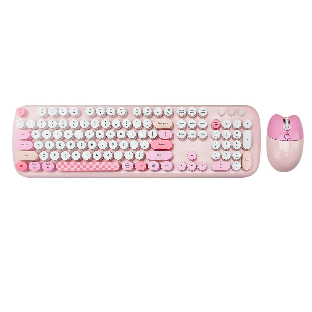 Wireless Keyboard & Mouse Combo - Silent Click, Colorful 104 Keys