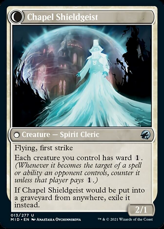 Chaplain of Alms // Chapel Shieldgeist (MID-013) - Innistrad: Midnight Hunt: (Double Faced Transform)