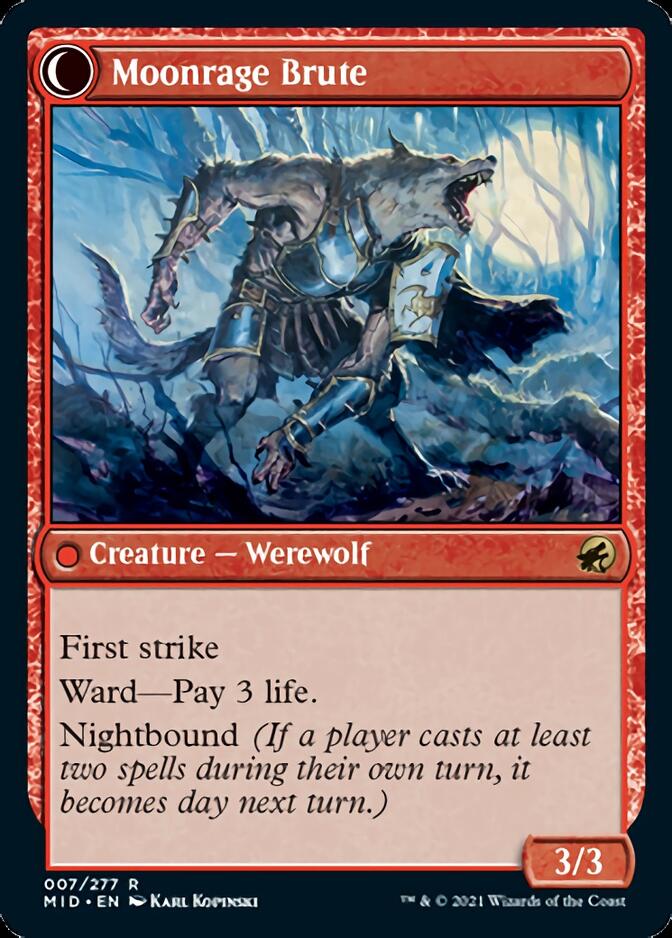 Brutal Cathar // Moonrage Brute (MID-007) - Innistrad: Midnight Hunt: (Double Faced Transform)