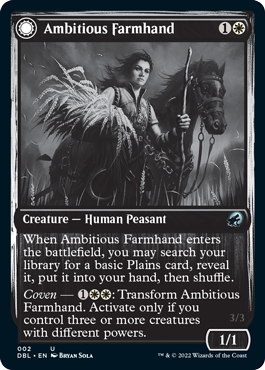 Ambitious Farmhand // Seasoned Cathar (DBL-002) - Innistrad: Double Feature: (Double Faced Transform) Foil