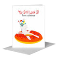 Floater Unicorn, Greeting Card (#8095BA)