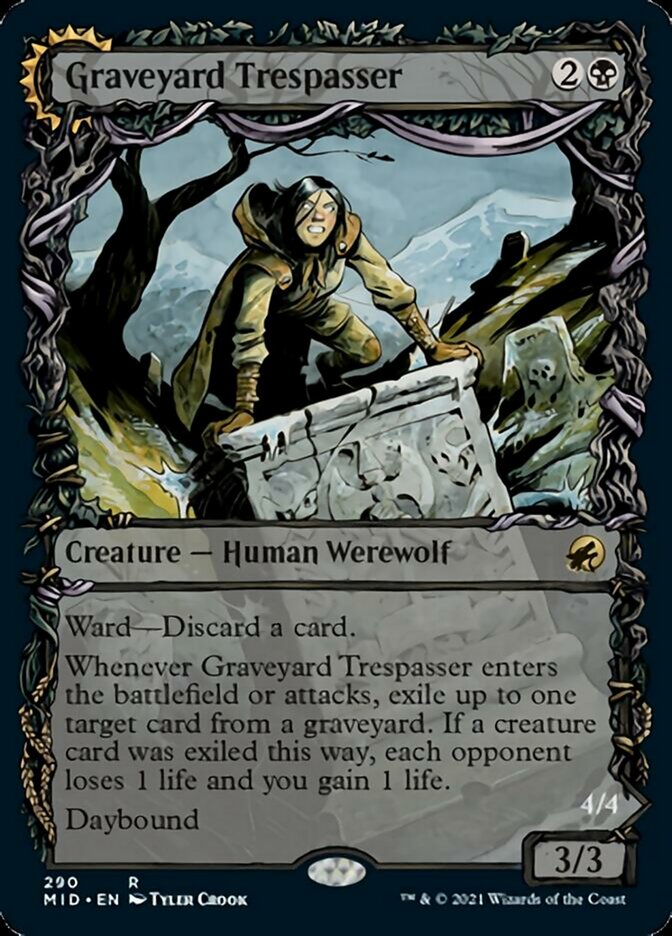 Graveyard Trespasser // Graveyard Glutton (MID-290) - Innistrad: Midnight Hunt: (Showcase, Double Faced Transform)