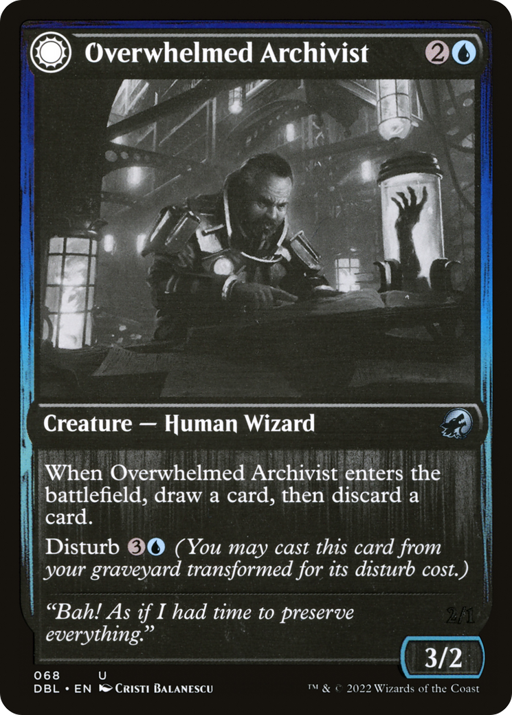 Overwhelmed Archivist // Archive Haunt (DBL-068) - Innistrad: Double Feature: (Double Faced Transform)