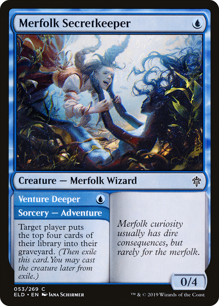 Merfolk Secretkeeper // Venture Deeper (ELD-053) - Throne of Eldraine Foil