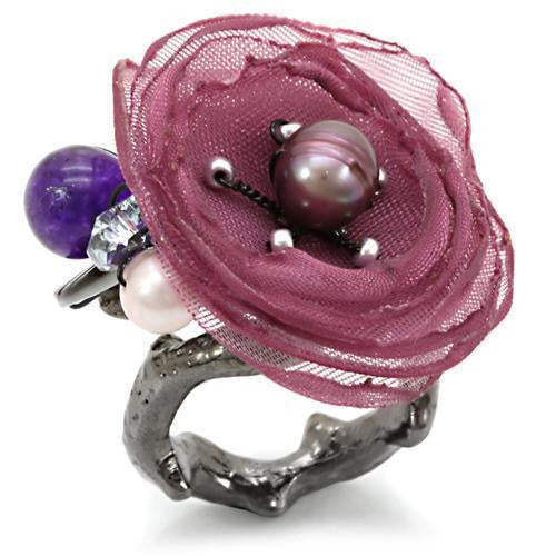 LOA600 - Antique Tone Brass Ring with Assorted in Multi Color