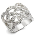 410117 - High-Polished 925 Sterling Silver Ring with AAA Grade CZ in White