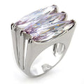 80306 - Rhodium Brass Ring with AAA Grade CZ in Light Amethyst