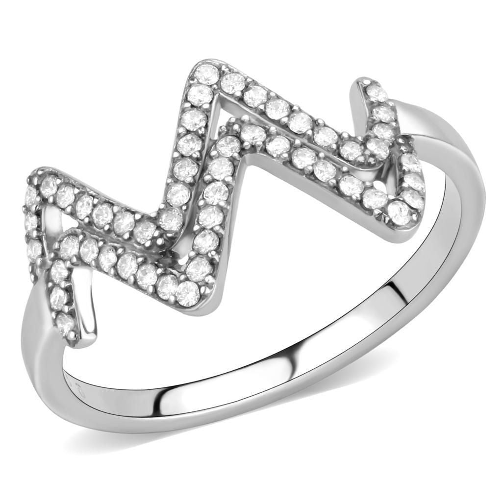 DA339 - No Plating Stainless Steel Ring with AAA Grade CZ in Clear