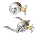 Entry Door Locksets with Deadbolt 5 Pack Keyed Alike Satin Nickel Lever