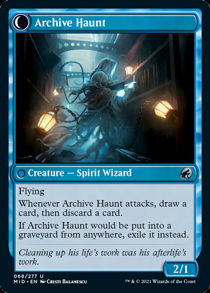 Overwhelmed Archivist // Archive Haunt (MID-068) - Innistrad: Midnight Hunt: (Double Faced Transform)