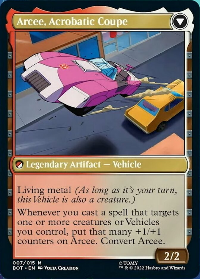 Arcee, Sharpshooter // Arcee, Acrobatic Coupe (BOT-007) - Transformers: (convertdfc)