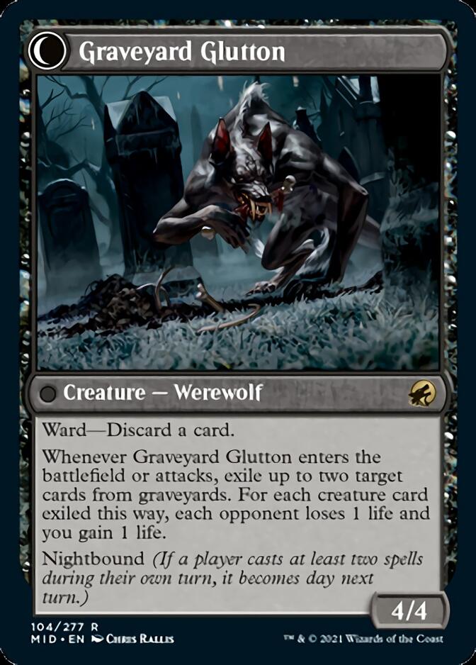Graveyard Trespasser // Graveyard Glutton (MID-104) - Innistrad: Midnight Hunt: (Double Faced Transform)