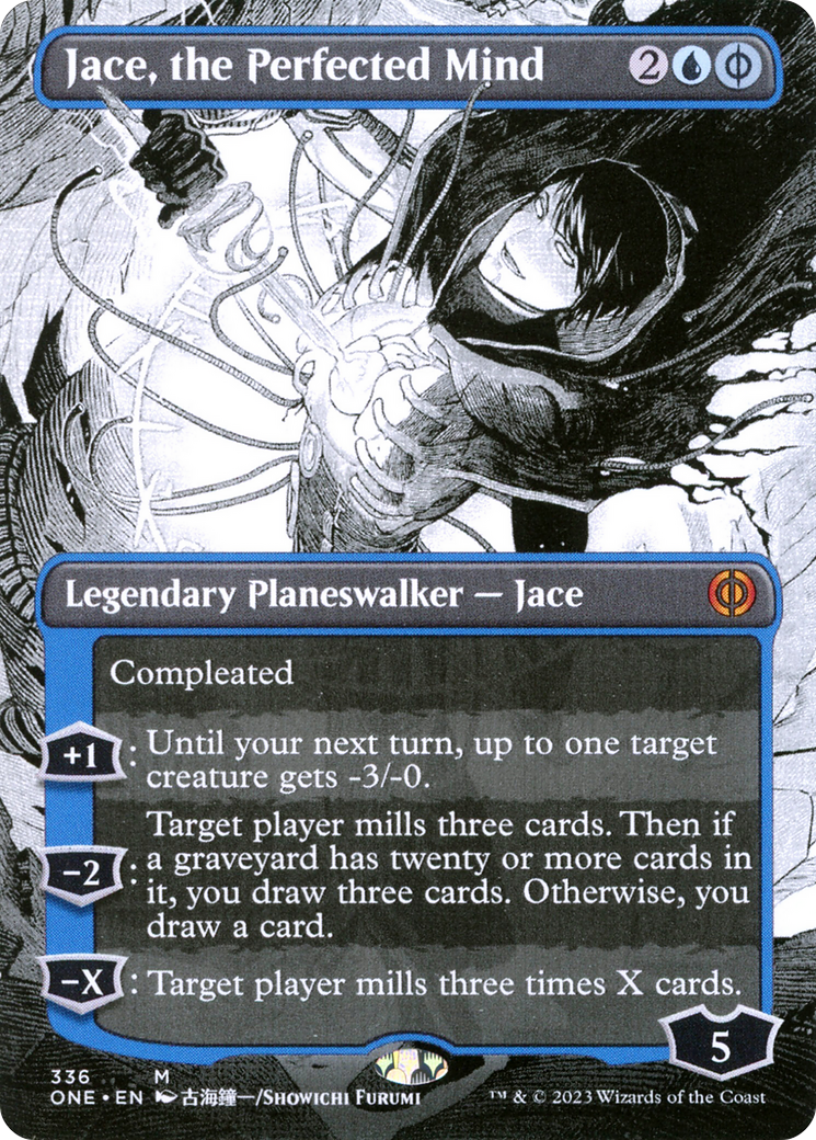 Jace, the Perfected Mind (ONE-336) - Phyrexia: All Will Be One: (Showcase) (Borderless) Foil