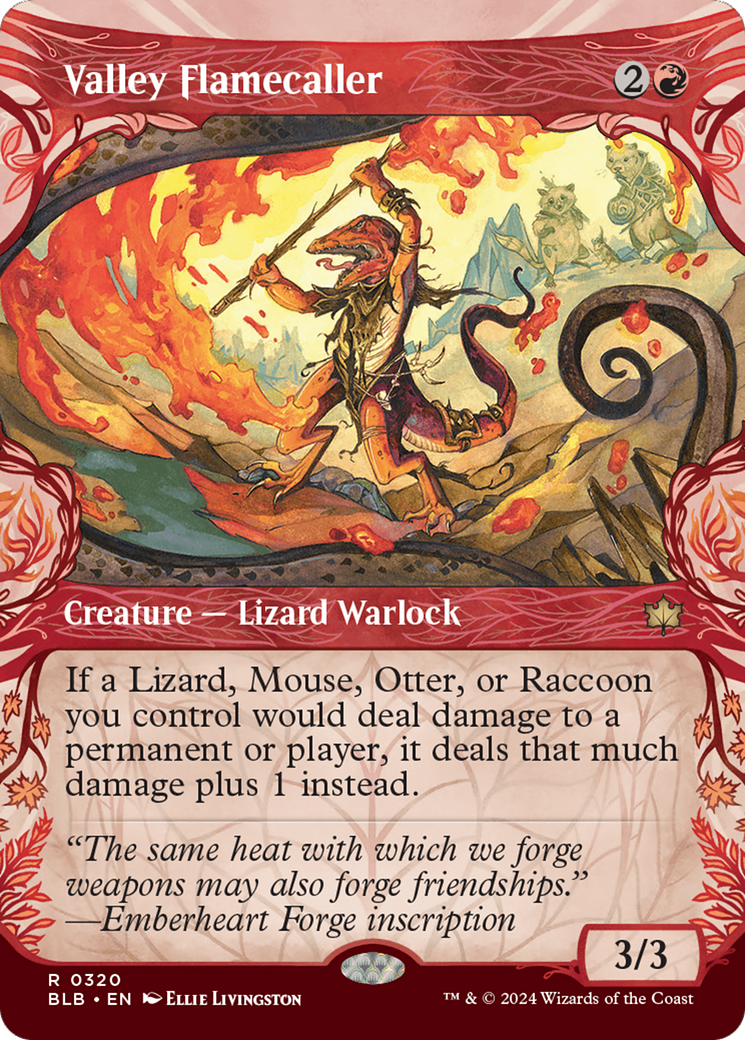 Valley Flamecaller (BLB-320) - Bloomburrow: (Showcase) (Borderless) Foil