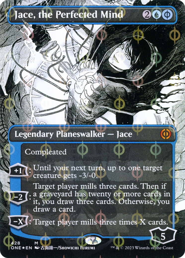 Jace, the Perfected Mind (ONE-428) - Phyrexia: All Will Be One: (Showcase) (Borderless) Foil
