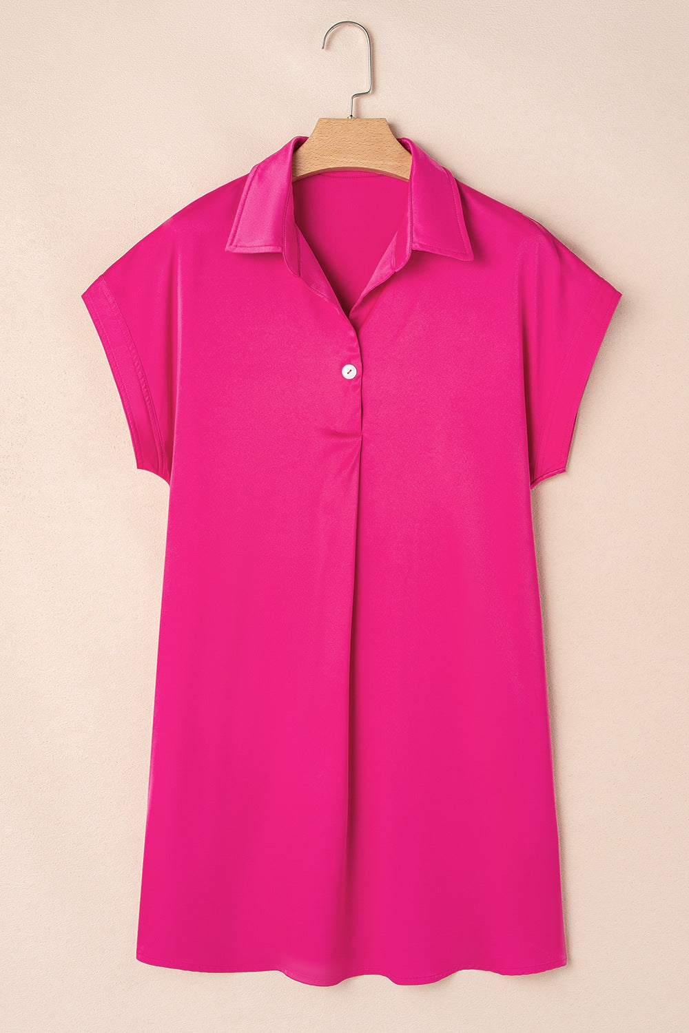 Buttoned Collared Neck Mini Shirt Dress