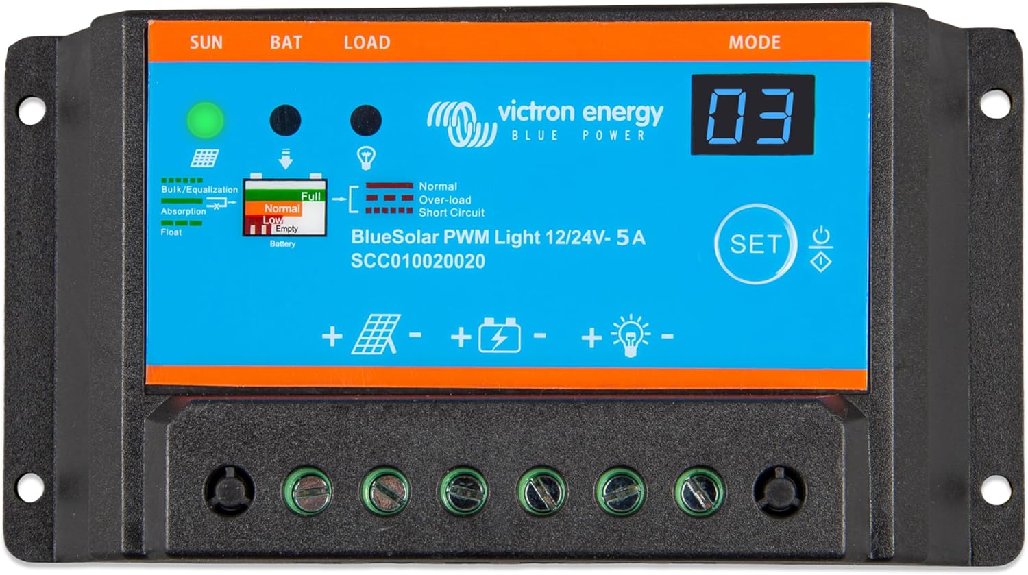 Victron - BlueSolar PWM-Light Charge Controller 12/24V-5A [SCC010005000]