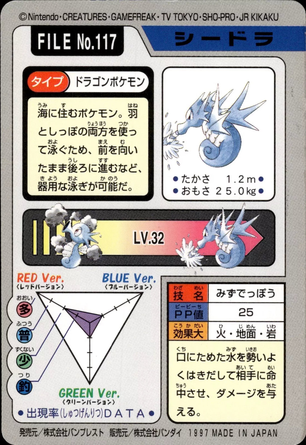 Seadra (117) [1997 Pocket Monsters Carddass]